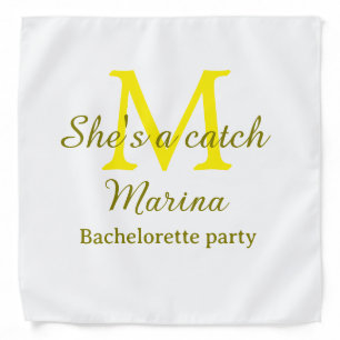 She's a catch yellow monogram bachelorette party n bandana