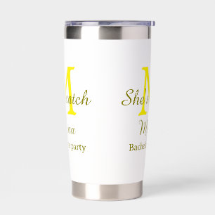 She's a catch yellow monogram bachelorette party n insulated tumbler