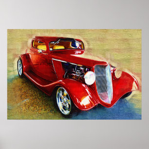 She's a Classic! Beautiful Red Car Poster