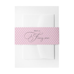 "She's a Fancy One" Pink Polka Dot 1st Birthday Invitation Belly Band