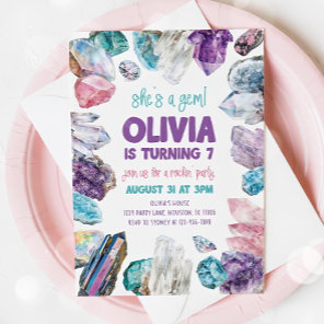 She's a Gem Birthday Invitation, Geology Rock Invi Invitation