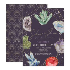 She's a Gem Crystals Gemstone Geology Birthday Invitation
