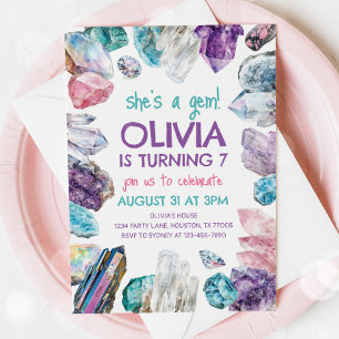 She's a Gem Geology Girl Birthday Invitation