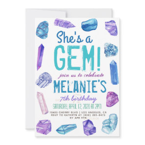 She's a Gem Geology Rock Birthday Invitation