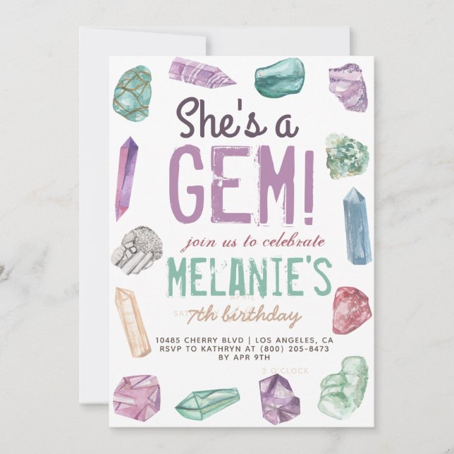 She's a Gem Geology Rock Birthday Invitation (Front)