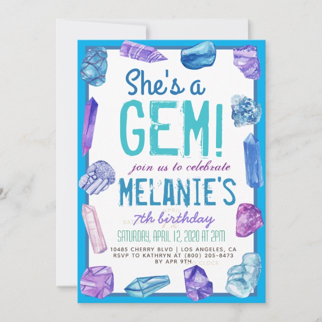 She's a Gem Geology Rock Birthday Invitation (Front)