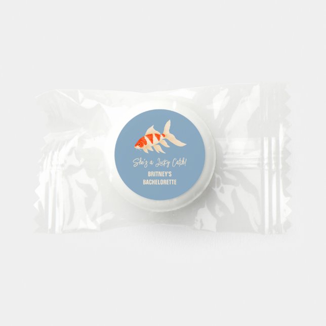 She's A Lucky Catch Koi Fish Blue Bachelorette Life Saver® Mints (Front)