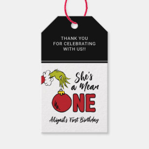 She's a Mean One   Grinch Birthday Favor Gift Tags