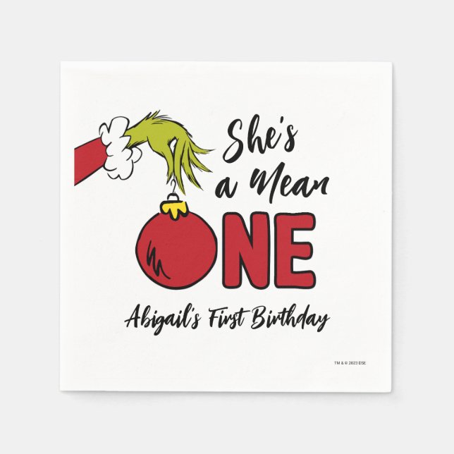 She's a Mean One | Grinch Birthday Napkins (Front)