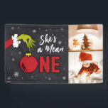 She's a Mean One | Grinch Chalkboard Birthday Banner<br><div class="desc">Check out this fun Dr. Seuss Grinch chalkboard birthday banner. Personalize by adding your favorite photo!</div>