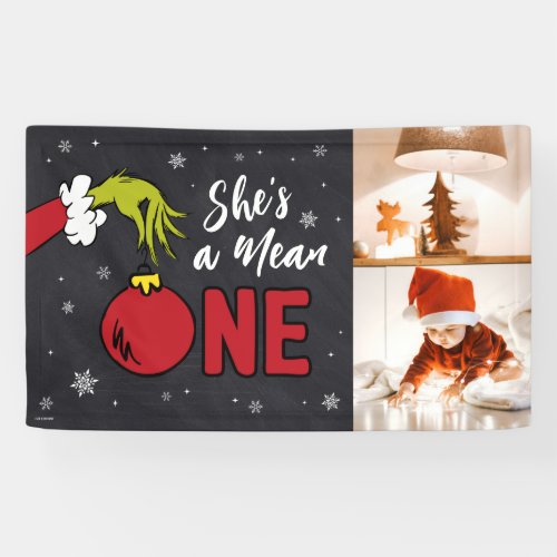 Shes a Mean One  Grinch Chalkboard Birthday Banner