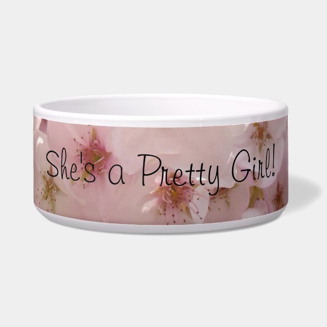 She's a Preety Girl Pink Dog food water bowls (Front)