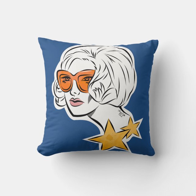 She's a Star Retro Style Throw Pillow (Front)