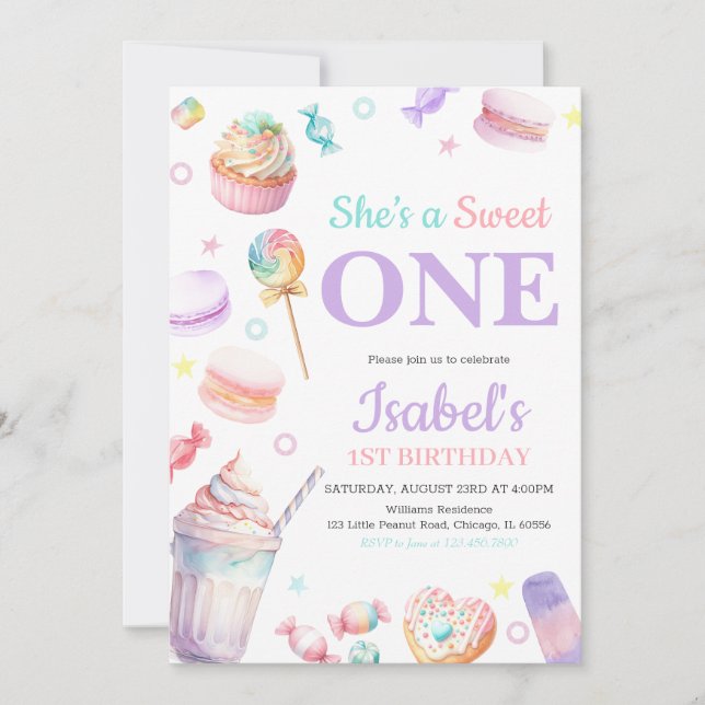 She's a Sweet One Birthday Invitation (Front)