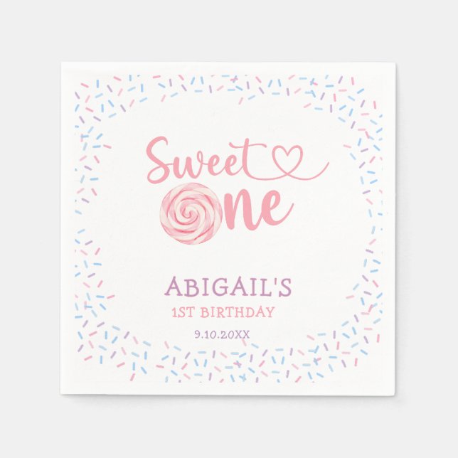 SHE'S A SWEET ONE CANDY 1ST BIRTHDAY  NAPKINS (Front)