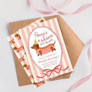 She's A Weenie Bit Older Dachshund Hot Dog Party Invitation
