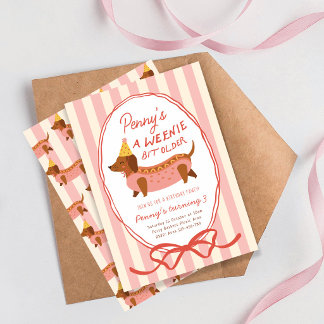 She's A Weenie Bit Older Dachshund Hot Dog Party Invitation