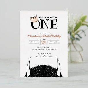 She's a Wild One - 1st Birthday Gold Crown Foil Foil Invitation