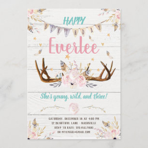 She's a Wild One Girl Birthday Invitation