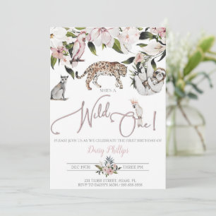 She's a Wild One Jungle Safari Birthday Invitation