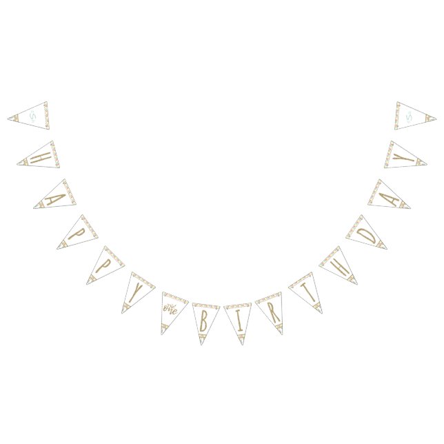 She's A Wild One Monogram Happy Birthday Bunting Flags (All)