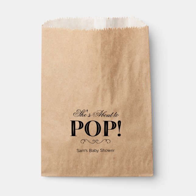 She's About to POP Baby Shower Favor Bags (Front)