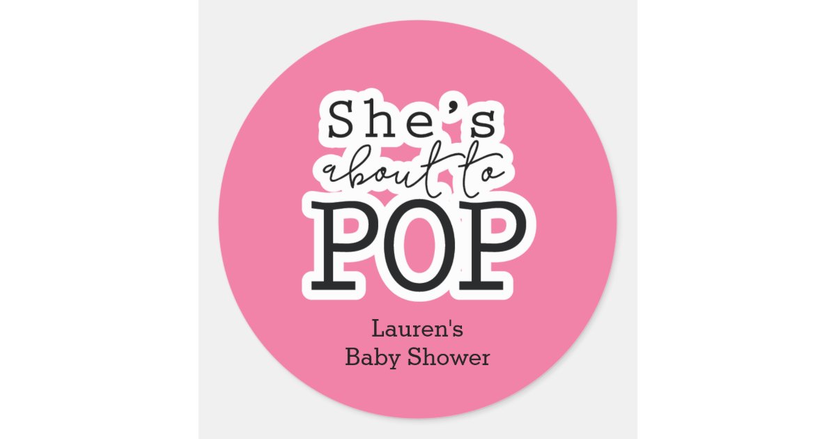 Baby Shower Labels 12 count Shes Going to Pop Pink Umbrella Stickers 