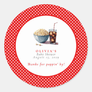 She's About to Pop Popcorn Pop Soda Baby Shower Classic Round Sticker