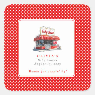 She's About to Pop Popcorn Pop Soda Baby Shower Square Sticker