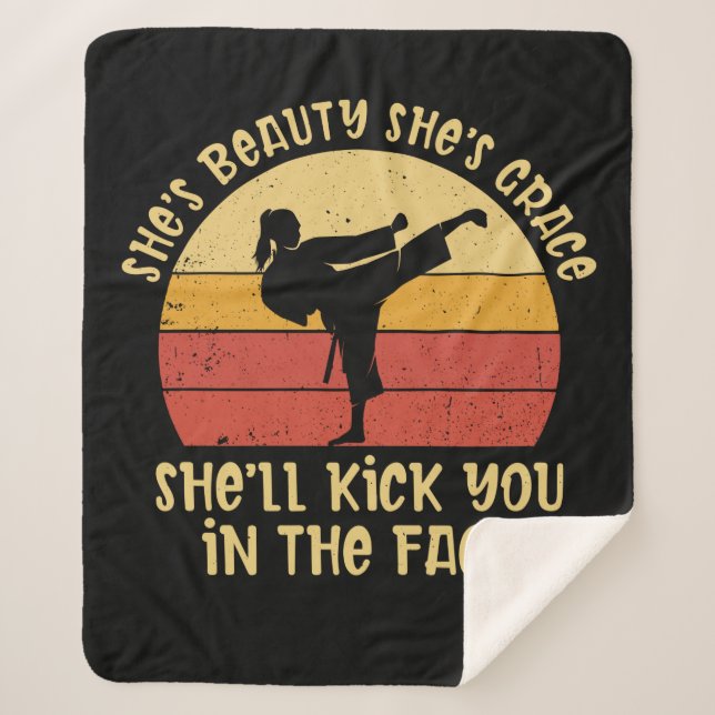 She's Beauty She's Grace She'll Kick You In The Fa Sherpa Blanket (Front)
