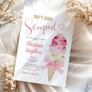 She's been Scooped Ice Cream Bridal Shower Invitation