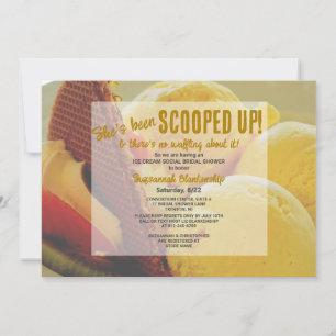 She's Been Scooped Ice Cream Waffle Bridal Shower Invitation
