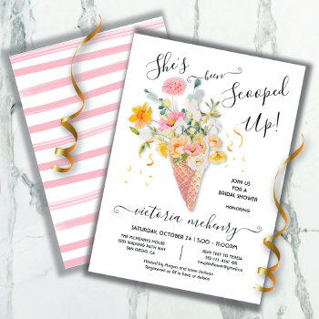 She's Been Scooped Up Bouquet Bridal Shower Invitation by McBooboo at Zazzle