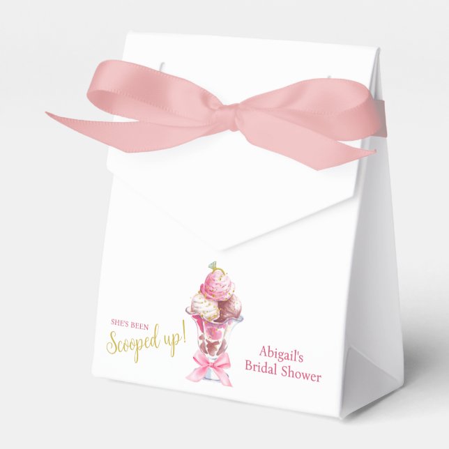 SHE'S BEEN SCOOPED UP BRIDAL SHOWER FAVOR BOXES (Front Side)
