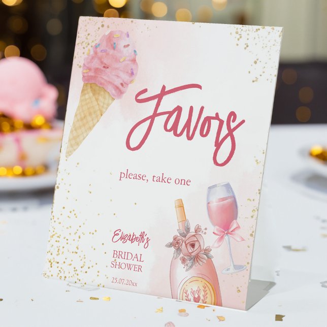 She's been scooped up bridal shower favors pedestal sign (She's been scooped up ice cream bridal shower favors pedestal sign personalized decor)