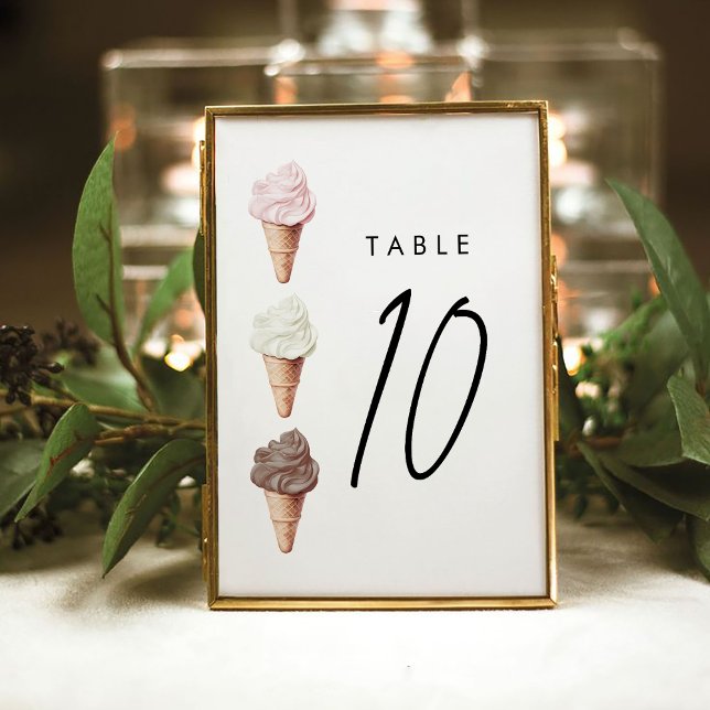 She's Been Scooped Up Bridal Shower Flat Table Number (Creator Uploaded)