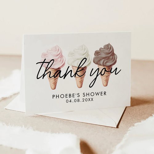 Shes Been Scooped Up Bridal Shower Folded Thank You Card