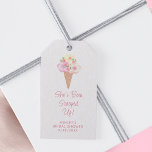 She's Been Scooped Up Bridal Shower Gift Tags<br><div class="desc">This ice cream-themed bridal shower favor tag is decorated with watercolor florals and an ice cream cone.
The text says "She's been scooped up!" in stylish pink script typography.
Easily customizable.
Original Watercolor © Michele Davies.</div>