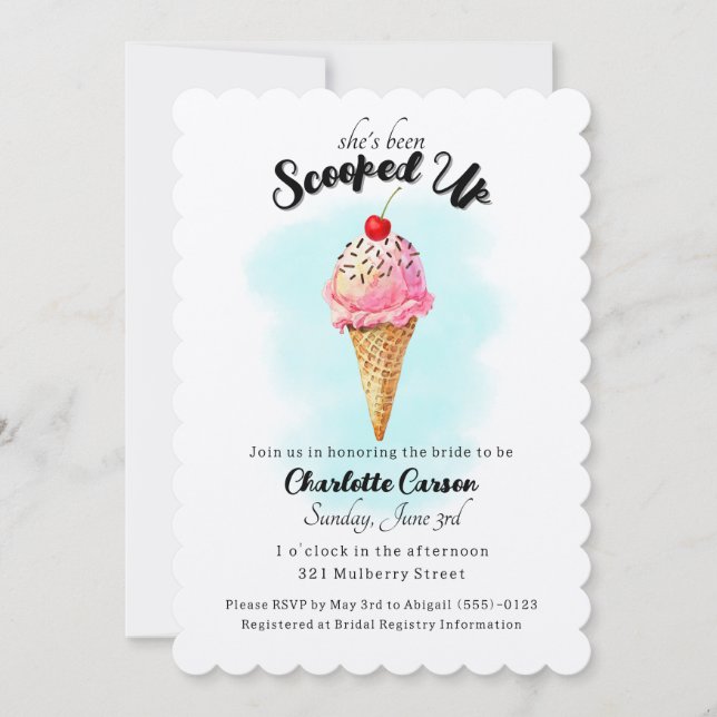 She's Been Scooped Up! - Bridal Shower Invitation (Front)