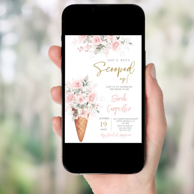 She's Been Scooped Up Bridal Shower  Invitation (Front Digital)
