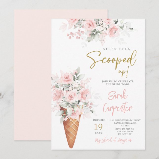 She's Been Scooped Up Bridal Shower  Invitation (Front/Back)