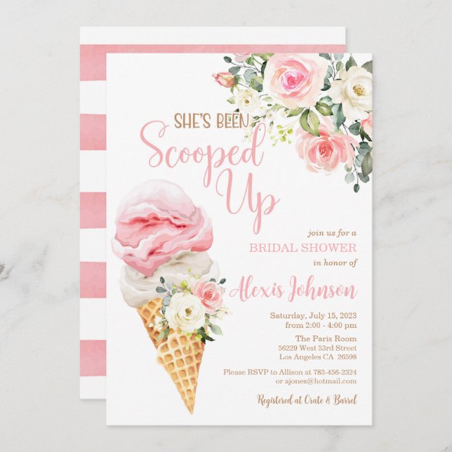 She's Been Scooped Up Bridal Shower Invitation (Front/Back)