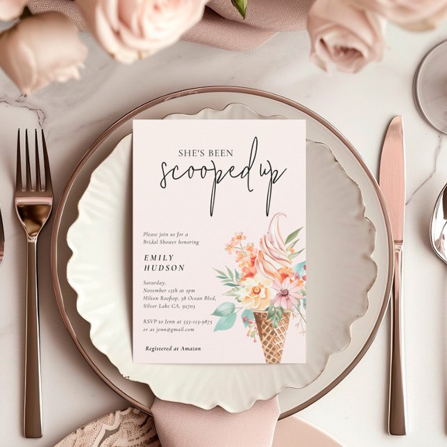 She's Been Scooped Up Bridal Shower Invitation (Creator Uploaded)