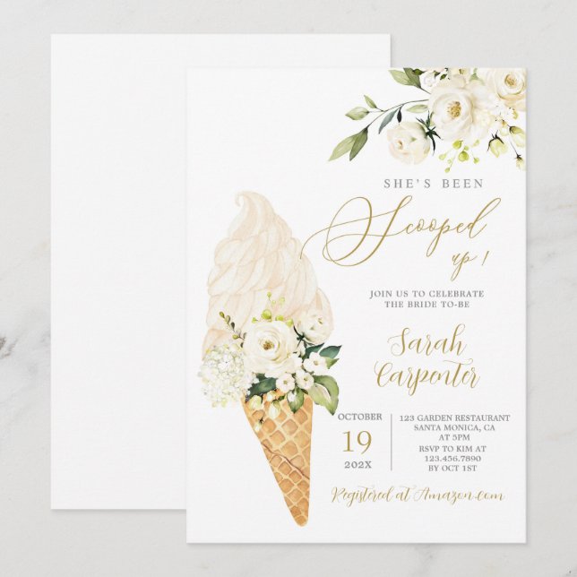 She's Been Scooped Up Bridal Shower  Invitation (Front/Back)