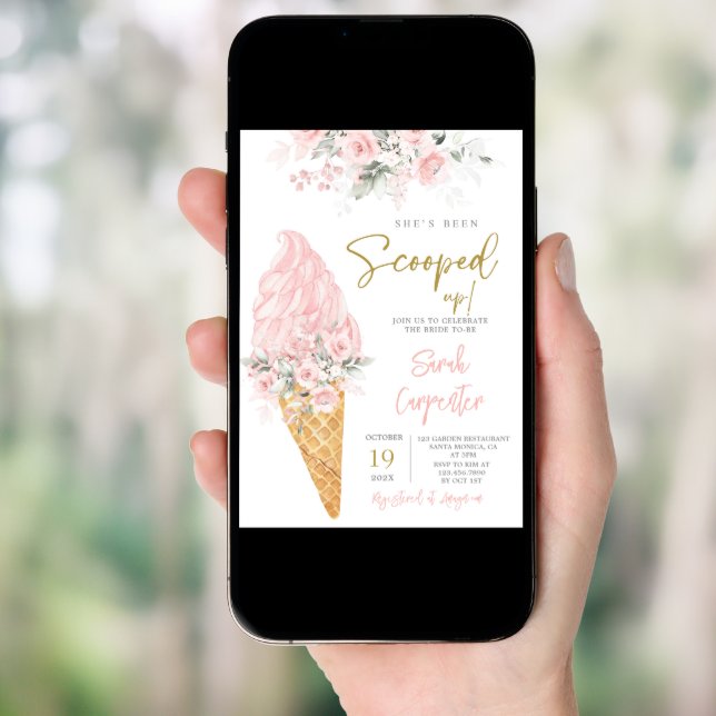 She's Been Scooped Up Bridal Shower  Invitation (Front Digital)