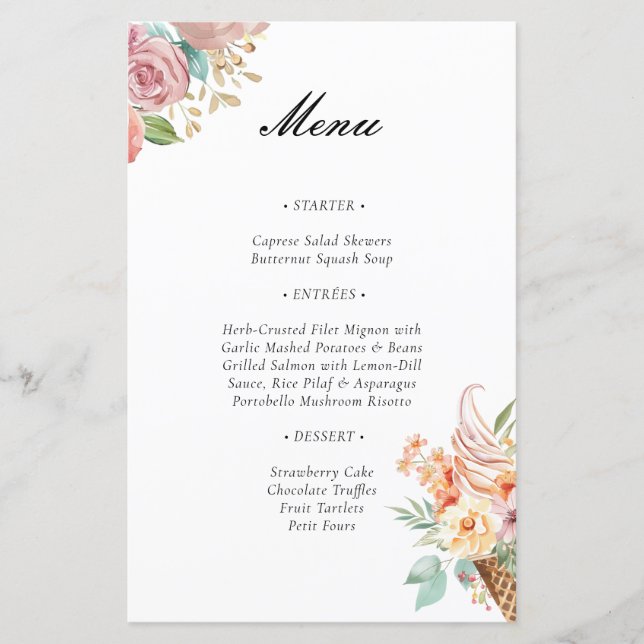 She's Been Scooped Up Bridal Shower Menu (Front)