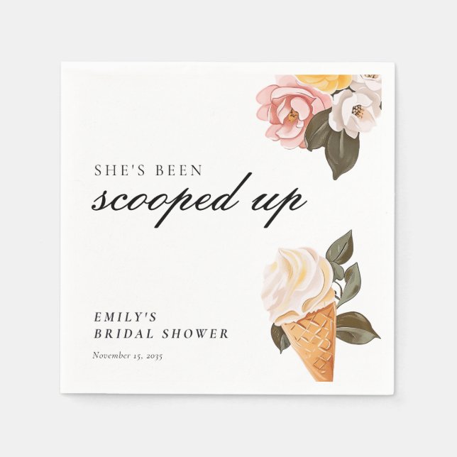 She's Been Scooped Up Bridal Shower Napkins (Front)