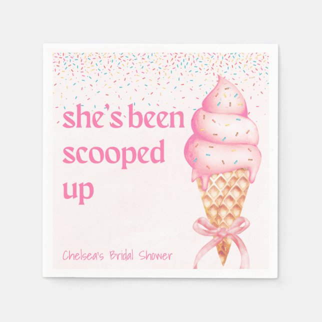 She's Been Scooped Up Bridal Shower Napkins (Front)