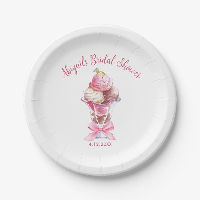 SHE'S BEEN SCOOPED UP BRIDAL SHOWER PAPER PLATES (Front)