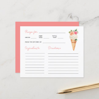 She's Been Scooped Up Bridal Shower Recipe Card